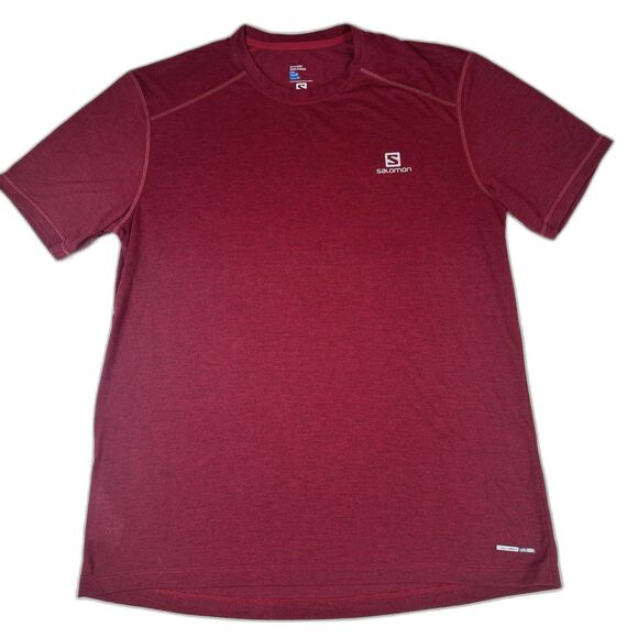 Salomon Performance T-Shirt Mens M Red Short Sleeve Crew Neck Hiking Outdoor Tee - Picture 1 of 11